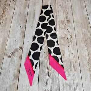 Women's Kate Spade Black and White Polka Dot Silk Scarf